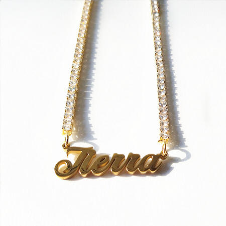 Personalized iced out chains bling name necklace wholesale suppliers custom name tennis chain necklaces vendors and makers